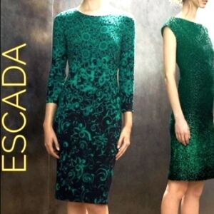 Escada Green Black Ombre Midi Dress